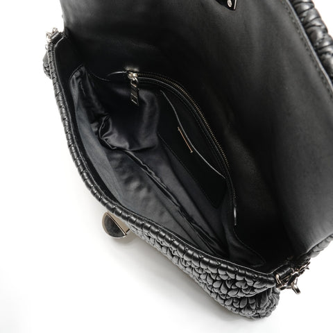 Miu Miu Matelasse Crystal SilverMetal Shoulder Bag black WS26824