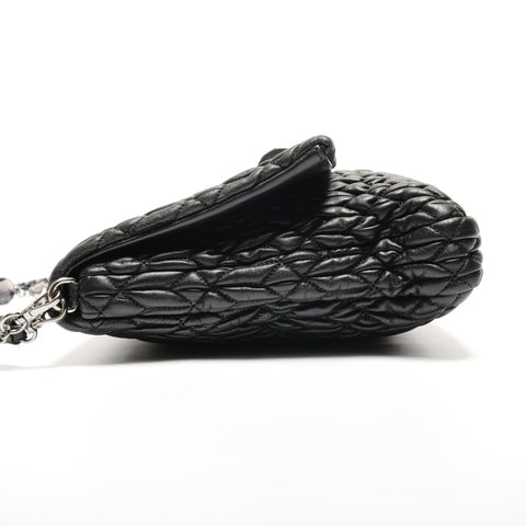 Miu Miu Matelasse Crystal SilverMetal Shoulder Bag black WS26824