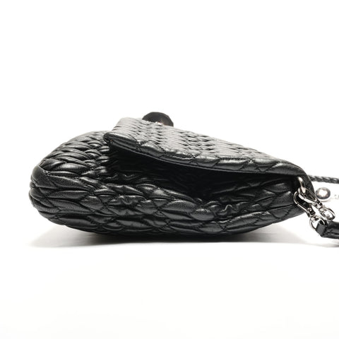 Miu Miu Matelasse Crystal SilverMetal Shoulder Bag black WS26824