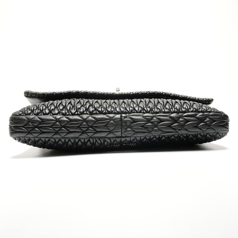 Miu Miu Matelasse Crystal SilverMetal Shoulder Bag black WS26824