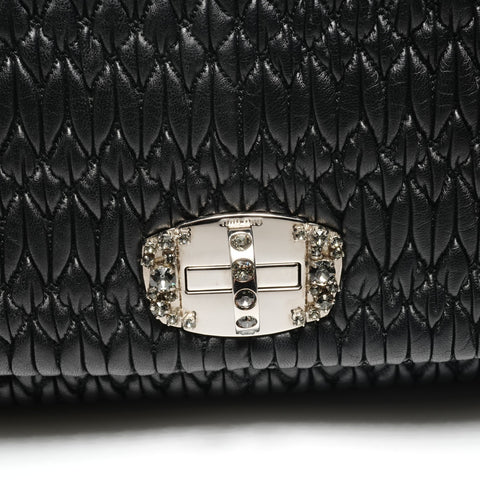 Miu Miu Matelasse Crystal SilverMetal Shoulder Bag black WS26824
