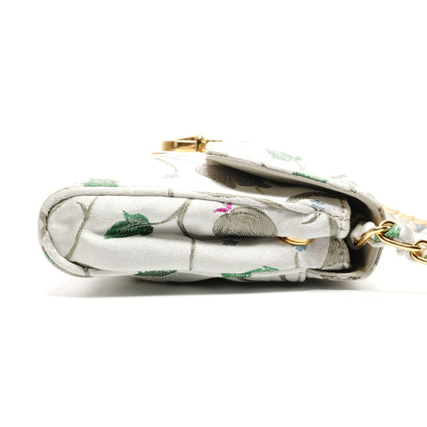 PRADA Brocade Floral Chain Strap Shoulder Bag gray WS26826