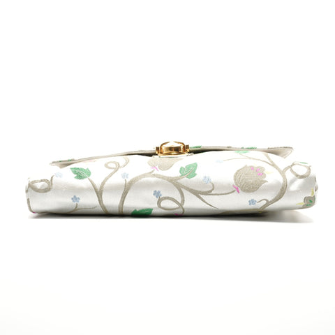 PRADA Brocade Floral Chain Strap Shoulder Bag gray WS26826