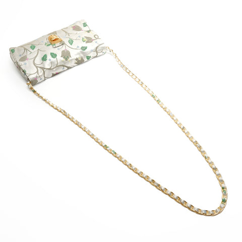 PRADA Brocade Floral Chain Strap Shoulder Bag gray WS26826