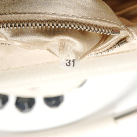 PRADA Beaded leather triangle logo Handbag white WS26829