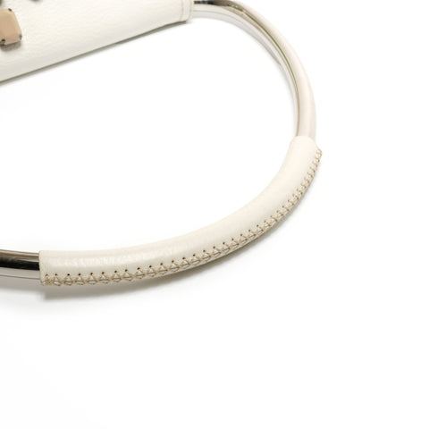 PRADA Beaded leather triangle logo Handbag white WS26829