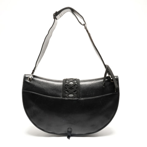 Christian Dior Admit It Corset Leather Hobo Shoulder Bag black WS26831