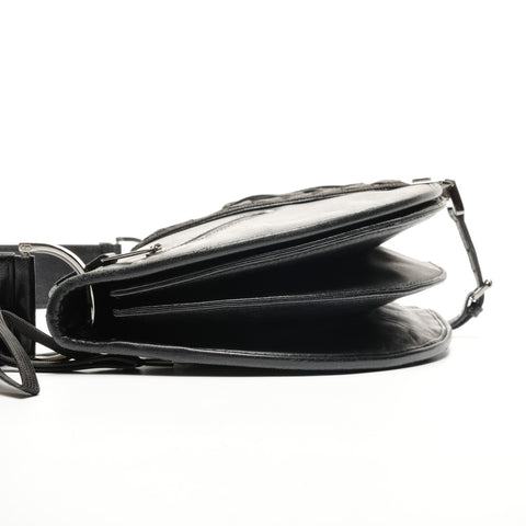Christian Dior Admit It Corset Leather Hobo Shoulder Bag black WS26831