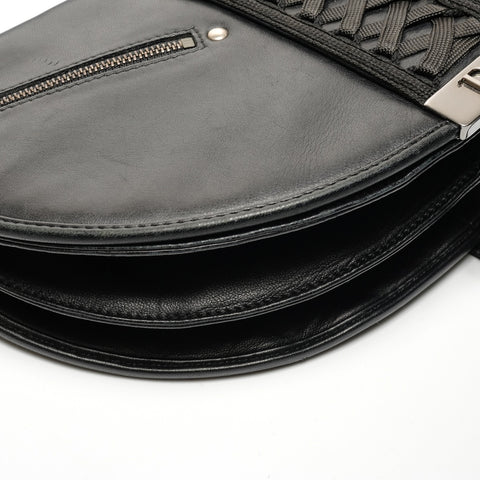 Christian Dior Admit It Corset Leather Hobo Shoulder Bag black WS26831
