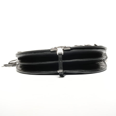 Christian Dior Admit It Corset Leather Hobo Shoulder Bag black WS26831