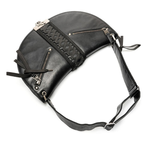 Christian Dior Admit It Corset Leather Hobo Shoulder Bag black WS26831