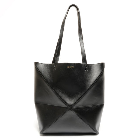 LOEWE Leather Puzzle Fold Tote Bag black WS26837