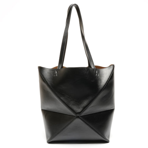 LOEWE Leather Puzzle Fold Tote Bag black WS26837
