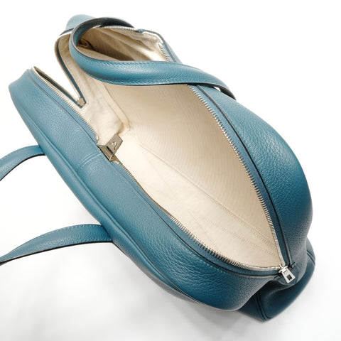 HERMES Victoria 2 T stamp 2015 12H Handbag blue WS26838
