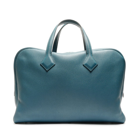 HERMES Victoria 2 T stamp 2015 12H Handbag blue WS26838