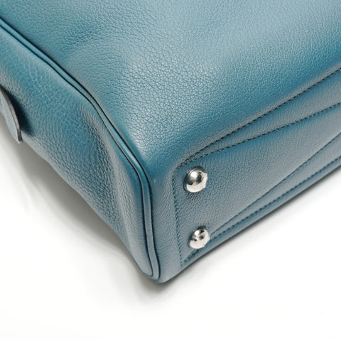HERMES Victoria 2 T stamp 2015 12H Handbag blue WS26838