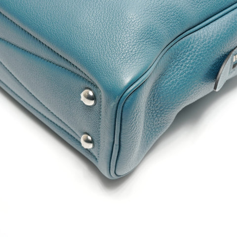 HERMES Victoria 2 T stamp 2015 12H Handbag blue WS26838