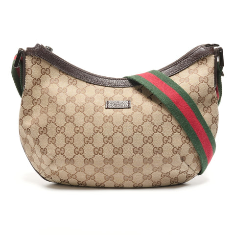 GUCCI GG Canvas Half Moon Shoulder Bag Brown WS26843