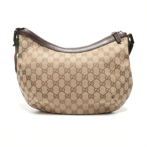GUCCI GG Canvas Half Moon Shoulder Bag Brown WS26843