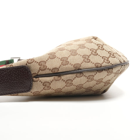 GUCCI GG Canvas Half Moon Shoulder Bag Brown WS26843