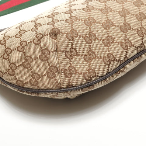 GUCCI GG Canvas Half Moon Shoulder Bag Brown WS26843