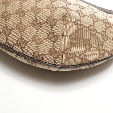 GUCCI GG Canvas Half Moon Shoulder Bag Brown WS26843