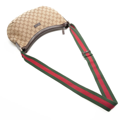 GUCCI GG Canvas Half Moon Shoulder Bag Brown WS26843