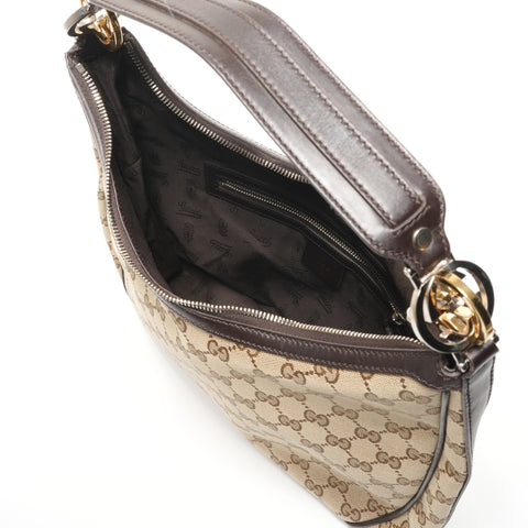 GUCCI GG canvas one belt Shoulder Bag Brown WS26844