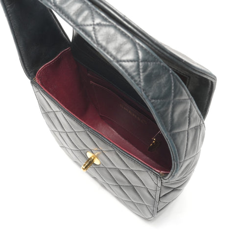 CHANEL No. 2 1991-1994 Lambskin Matelasse Turnlock Handbag black WS26846
