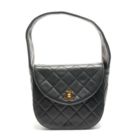 CHANEL No. 2 1991-1994 Lambskin Matelasse Turnlock Handbag black WS26846