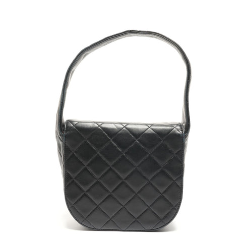 CHANEL No. 2 1991-1994 Lambskin Matelasse Turnlock Handbag black WS26846