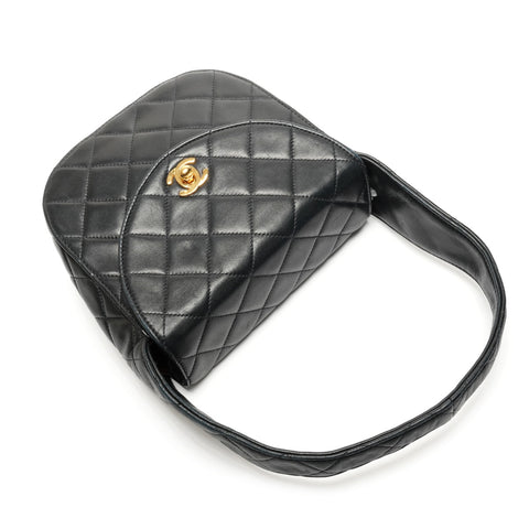 CHANEL No. 2 1991-1994 Lambskin Matelasse Turnlock Handbag black WS26846