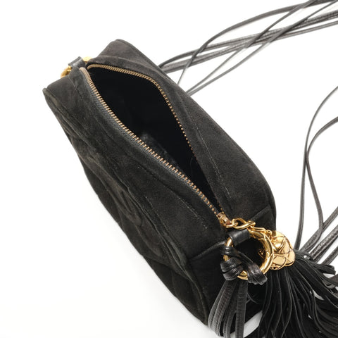 CHANEL No. 1 1985-1991 COCO Mark Camera Bag in Fringe Suede Shoulder Bag black WS26848