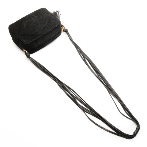 CHANEL No. 1 1985-1991 COCO Mark Camera Bag in Fringe Suede Shoulder Bag black WS26848