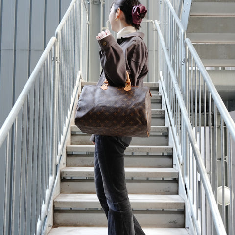 LOUIS VUITTON Monogram Speedy 35 (2001) Boston bag Brown WS26852