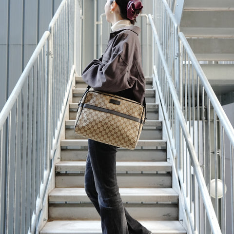 GUCCI GG canvas Shoulder Bag Brown WS26854