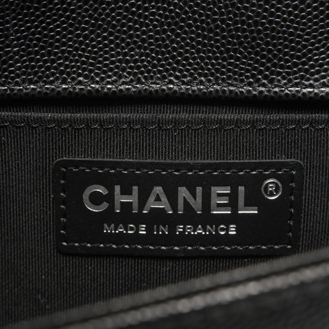 CHANEL Caviar Skin Boy Chanel 25 Matelasse Gunmetal Chain 26 Series 2018-2019 Shoulder Bag black WS26855