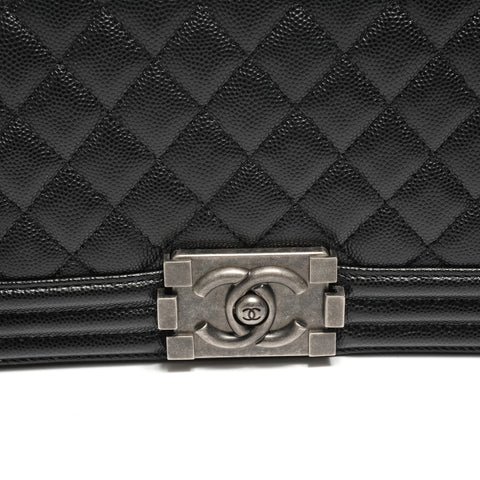 CHANEL Caviar Skin Boy Chanel 25 Matelasse Gunmetal Chain 26 Series 2018-2019 Shoulder Bag black WS26855