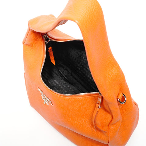PRADA Hobo one belt leather Shoulder Bag Orange WS26856
