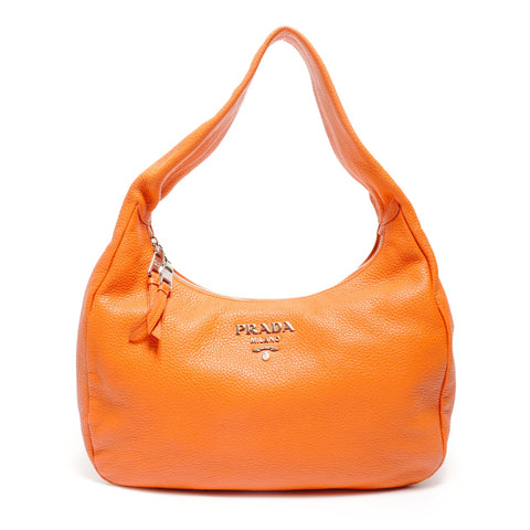 PRADA Hobo one belt leather Shoulder Bag Orange WS26856