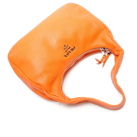 PRADA Hobo one belt leather Shoulder Bag Orange WS26856