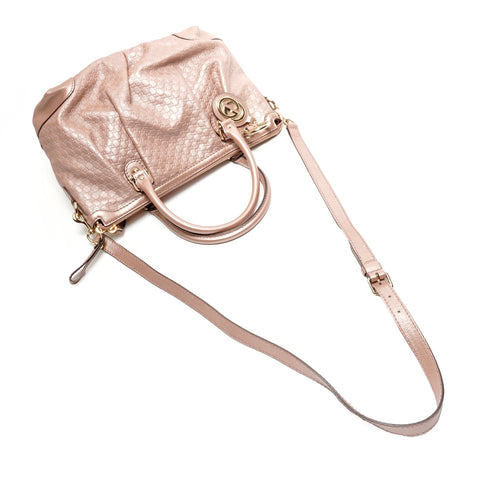 GUCCI Micro GG Shimmer Leather Sukey 2-Way Shoulder Bag pink WS26857