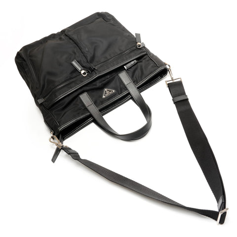 PRADA Nylon Saffiano Leather 2way Tote Bag black WS26858