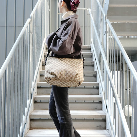 GUCCI GG canvas Shoulder Bag Brown WS26860