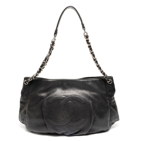 CHANEL Chain Large COCO Mark Canvas 12 Series 2008-2009 One Belt Shoulder Bag black WS26861