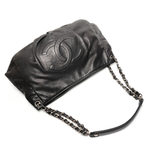 CHANEL Chain Large COCO Mark Canvas 12 Series 2008-2009 One Belt Shoulder Bag black WS26861