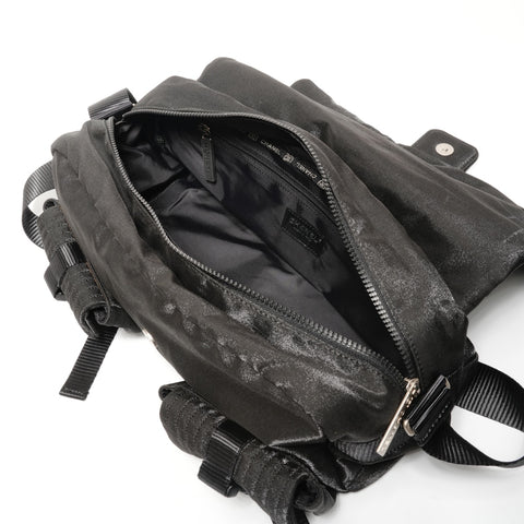 CHANEL Sport Line Nylon Chocobar Messenger Bag with Pocket, 10 Series, 2005-2006 Shoulder Bag black WS26862