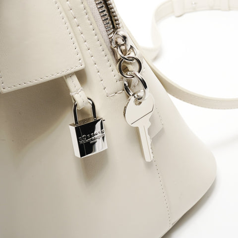 MAison Margiela Leather 5AC Medium Shoulder Bag white WS26863