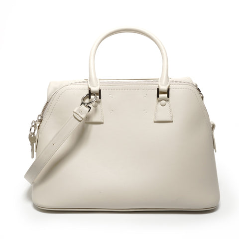MAison Margiela Leather 5AC Medium Shoulder Bag white WS26863