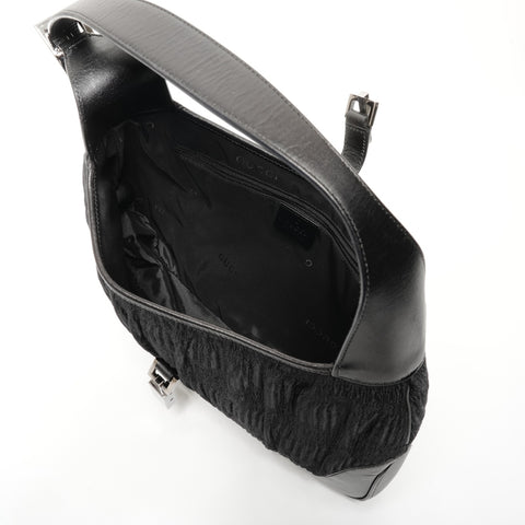GUCCI Jackie Gathered Fabric One Belt Shoulder Bag black WS26864